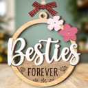 Forever Besties Ornament 2025, Holiday Friendship Gifts for Women, Soul Sisters, Girls, Wooden Friends Ornaments for Christmas Decorations, BFF Keepsake Ornament as Gifts for Her