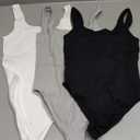 OQQ Women's 3 Piece Bodysuits Sexy Ribbed Sleeveless Square Neck Tank Tops Leotard 2025 Trendy Outfits S