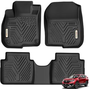 YITAMOTOR Floor Mats Compatible with Honda 2017-2022 CR-V, 1st & 2nd Row All Weather Protection, Black