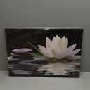 CCWACPP Zen Canvas Wall Art White Lotus Bloom in Water Picture Flowers Stone Spa Painting for Yoga Meditation Room Bathroom Prints Wall Decor Frame (Zen - 2, 16x24inch)