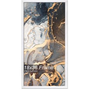 Fxojyvo Engineered Wood 18x36 Picture Frame, White Frame for 18 x 36 Inch Picture Poster Photo, Light Weight 18 by 36 Frame with Wood-grain for Wall - 1 Pack/White/18 x36