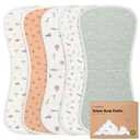 Organic Burp Cloths Baby Boy & Girl - 5-Pack Super Absorbent Cotton Burping Cloths for Babies, Soft & Plush Newborn Spit Up Rags, Infant Towels for Milk Spit Up, Unisex, Large 21" x 10" (Wilderness)
