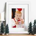 2 x Egofine 11x14 Picture Frames Made of Solid Wood 2 PCS White Covered by Plexiglass - for Table Top and Wall Mounting for Pictures 8x10 or 5x7 with Mat Horizontally or Vertically Display Photo Frame