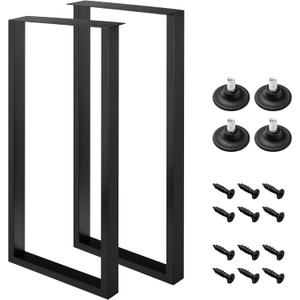 36 Inch Metal Bar Table Legs for Desk, Dining Table with Adjustable Feet Pads,Home DIY Furniture LegsBlack Set of 2(W18*H36).