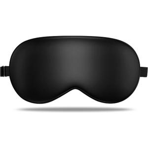 LULUSILK Mulberry Silk Sleep Eye Mask Blindfold with Adjustable Strap, Soft Eye Cover for Women Men Night Sleeping, Travel, Nap(Black)