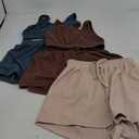 GORGLITTER Summer Outfits for Women 2025 Vacation Beach 6 Pieces Crop Tank Top and Shorts Matching Sets M