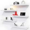 RICHER HOUSE 5 Set White Floating Shelves, Wall Mounted Shelves for Wall Decor, Modern Picture Ledge Shelf with Lip for Wall Storage Nursery, Bedroom, Living Room, Bathroom - White
