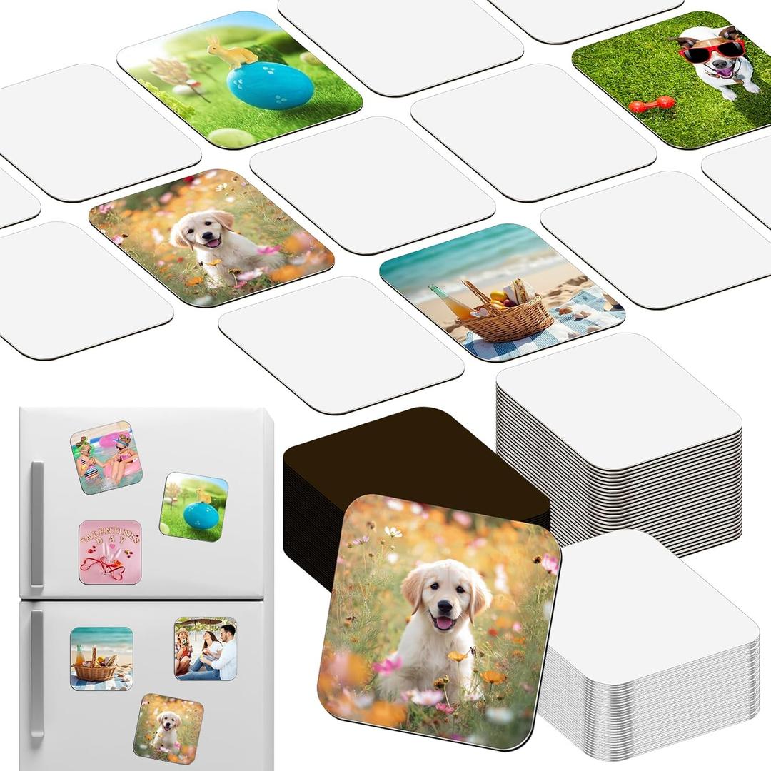 60 PCS Sublimation Magnet Blanks Bulk 3x3 in, 30 Metal Aluminum Square Sublimation Blanks and 30 Soft Magnets for Kitchen Personalized Refrigerator Fridge Magnets Set for DIY Craft