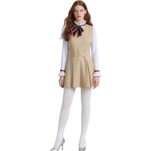 Adult Megan 2 Costume Dress with Stocking Outfit Halloween Perfect for Horror Fans (Large, Yellow)