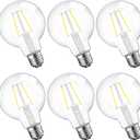 E ENERGETIC LIGHTING Dimmable G25 LED Light Bulb, G25 (G80) Clear Glass Globe Bulb, 60W Equivalent, 5000K Daylight, Christmas Light, E26 Standard Base, UL Listed, 6-Pack