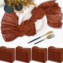 Teruntrue Set of 42 Gauze Cheesecloth Napkins Wrinkled Dinner Napkins, Terracotta Rustic Boho Napkins Soft Cotton Table Napkins Decorative Cloth Napkins for Wedding Party Table Decoration,20 x 20 Inch 7 Rolls