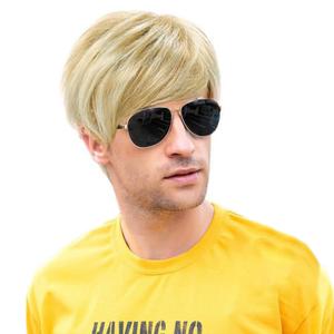 YYHR Mens Blonde Wig Short Straight Synthetic Blonde Hair Wigs for Male Guy Daily Wear Anime Costume Halloween Cosplay Party