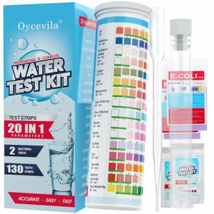 Water Testing Kit Home, 20 in 1 Easy & Simple Drinking Water Test Kit & Well Water Test Kit, 130 Strips Water Test Strips for Hardness, pH, Lead, Iron, Fluoride, Chlorine, Bacteria, Etc - by Oycevila