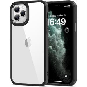 HOOMIL Case for iPhone 11 Pro 5.8-Inch, Non-Yellowing, Drop Protection, Anti-Scratch Transparent Hard Back Phone Cover - Black
