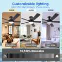 Ayaoty 46" Ceiling Fans with Lights and Remote - Black Flush Mount Ceiling Fan Light with ABS Blades and 3CCT Dimmable, Reversible, Low Profile Fan Light for Indoor Modern Bedroom, Kitchen