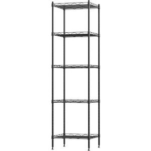 5 Tier Standing Metal Wire Shelving Unit, Adjustable Height, Storage Shelf Units for Laundry Bathroom Kitchen Pantry Closet (11.8" D x 11.8" W x 50.2" H inches, Black)