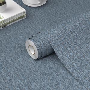 WADILE Grasscloth Peel and Stick Wallpaper 15.7in x 393.7in, Textured Contact Paper for Cabinets, Faux Linen Wall Paper Pull and Stick, Fabric Vinyl Wallpaper Self Adhesive Navy Blue