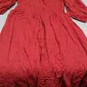 R.Vivimos Women Summer Half Sleeve Cotton Ruffled Vintage Elegant Backless A Line Flowy Long Dresses (Burgundy#1, XL)