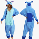 SEEKHINE Adult Cosplay Costume Animal Onesie Unisex Novelty OnePiece Pajamas Sleepwear for Men Women (US, Alpha, Small, Regular, Regular, Blue Alien Dog)