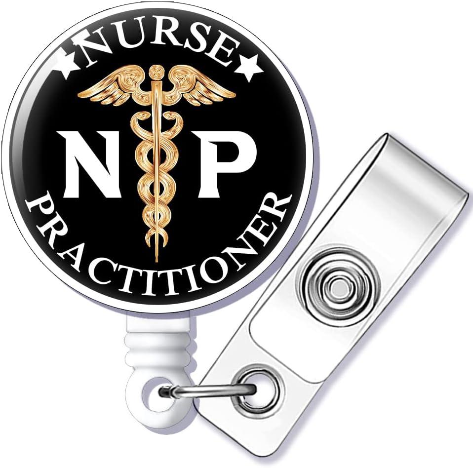 NP Nurse Practitioner Badge Reel Retractable with Alligator Clip, Funny ID Badge Holder Gift for Men Veterinarian Practitioner NP Medical Student Graduation Nurses RN EN NICU Nurse