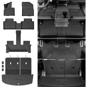 Floor Mats for 2026 Hyundai Palisade 7/8 Seat Hybrid Accessories | All Weather Cargo Mat with Backrest Mat, Waterproof Odorless TPE Material, for 2026 Palisade Hybrid Calligraphy Accessories