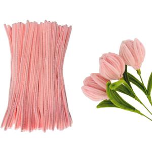 300pcs Bulk Pink Pipe Cleaners Chenille Stems - Soft Craft Supplies for DIY, Flowers, Art Projects