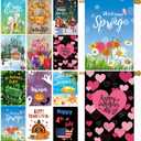 CDLong Seasonal Garden Flag Set of 12 - Double Sided 28 x 40 Inch Large Yard Flags, Outdoor Holiday Decorations for All Seasons, Christmas, Spring, Summer, and Fall - Big House Flags for Outside Decor