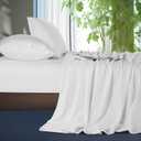Shilucheng Tencel Sheets 4 Piece, 100% Eucalyptus Lyocell Sheets Set, Cooler Than Cotton and Linen, Summer Cooling Breathable Bed Sheets for Hot Sleepers, 16 Inch Deep Pockets (White, King)
