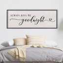 LuZhiQiang Above Bed Love Theme Wall Decor Always Kiss Me Goodnight Sign 40"15" Wood Framed for Master Bedroom Over Bed Wall Art (Black)