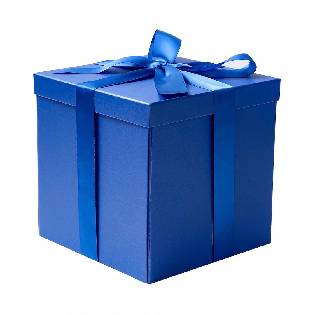 RUSPEPA Royal Blue Medium Gift Box with Lids, Ribbon and Tissue Paper, Collapsible Gift Box Perfect for Birthday, Graduation, Father's Day, Wedding and Groomsmen Gifts, 10x10x10 Inches, 1 Pcs