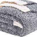 CozeCube Super Soft Fullfy Microfiber Reversible Knitted Blankets, Warm Cozy Fuzzy Plush Throw, Black and White Melange Throw Blanket for Couch Bed Sofa, 50" x 60"