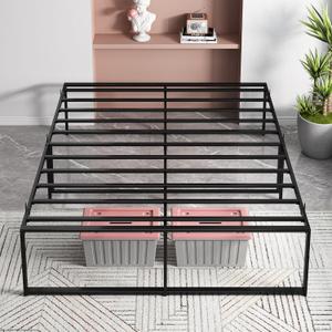 IDEALHOUSE Full Size Metal Platform Bed Frame, 14 Inch Metal Bed Frame with 3 in 1 Steel Support, Heavy Duty and No Box Spring Needed Large Storage Easy to Assemble Non-Shaking and Non-Noise Black