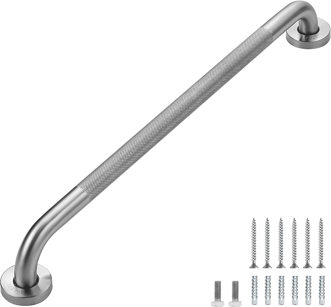 Grab Bars for Shower, 1 Pack 18-Inch Anti Slip Shower Handles for Elderly, Safety Shower Grab Bar, Stainless Steel Handicap Grab Bars for Bathroom (White 1" Diameter)
