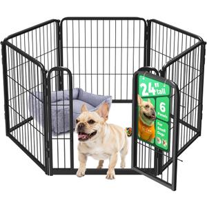 FXW Homeplus Unleashed Indoor Dog Playpen - Stress-Free and Safe Play, Heavy Duty 24 Inch 6 Panels Dog Pen for Puppy and Small Dogs, BlackPatented