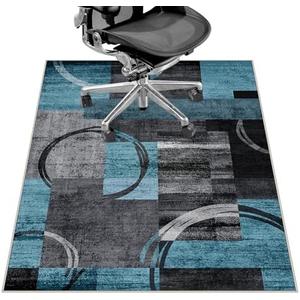 Office Chair Mat for Hardwood Floor&Tile Floor,36"X 48" Heavy Duty Desk Chair Mat for Hard Floors,Under Desk Rug for Rolling Computer Chair,Anti Slip,Low Pile Carpet Floor-Geo Blue Gray