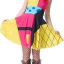 2PCS Adult Sally Costume Women Christmas Sally Dress Wig Sexy Patchwork Dress Halloween Cosplay Outfits (Large)