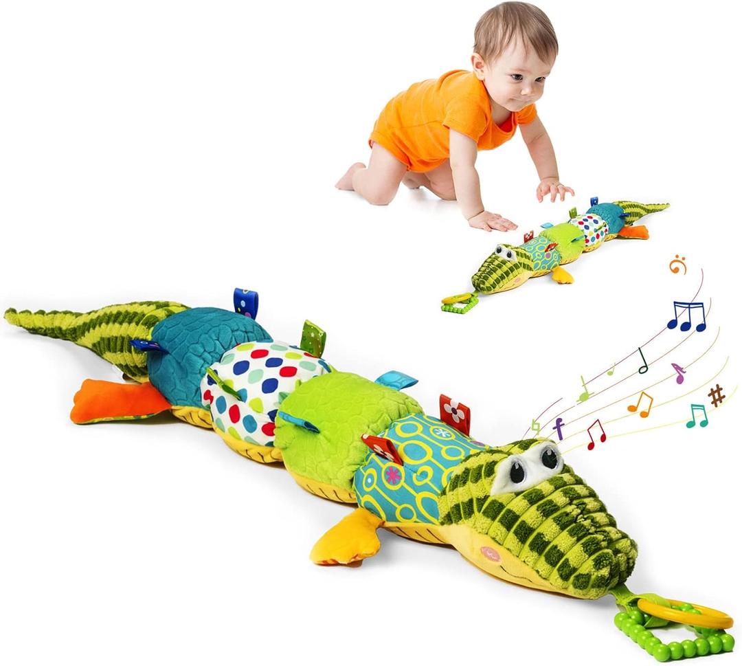 Jollybaby Baby Toys, Tummy Time Baby Toys with Rattles, Crinkle, Newborn Baby Musical Toys for Infant 0 3 6 9 12 Months Boys & Girls-Alligator