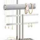 bussdis 3 Tier Bracelet Holder Display - Detachable T Bar Grey Velvet Bracelet Holder, Jewelry Holder Organizer for Bracelet, Necklace, Earrings, Rings
