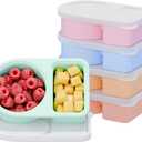 5 Pack Silicone Snack Containers, 2 Compartments Reusable Snackle Box with Lids, 8 oz, Rainbow