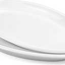 Yesland 2 Pack 16" Porcelain Large Oval Serving Plates, White Oval Serving Platters Dishes for Serving Food, Appetizers, Dessert, Meat, Sushi, Fish, Party