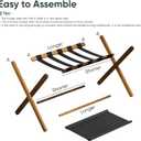 Smart FENDEE Luggage Rack, Folding Luggage Rack for Guest Room, Walnut Bamboo Suitcase Stand Holds up to 131 lb, Luggage Stand with Storage Shelf for Hotel, Bedroom (1 Pack)