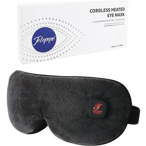 Heated Eye Mask, Cordless Warm Eye Compress for Dry Eyes, Blepharitis, Light Blocking Heat Eye Mask for Men Women, 1000mAh Rechargeable Battery and Washable Cover (Black)