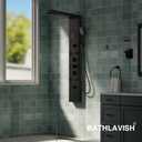 Black Shower Panel Tower System Stainless Steel LED Rainfall Waterfall Shower Head 5-Function Faucet Rain Massage System Wall Mount with 8 Body Jets, Handheld, and Tub Spout