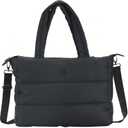 Large Puffer Tote Bag for Women,Lightweight Shoulder Bag with Compartment,Quilted Carryall Bag for Travel,Work (Black)