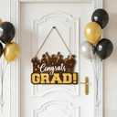 2 x Graduation Decoration Congrats Grad Door Sign Wooden Graduation Hanging Sign Wall Decor 2026 Vintage Rustic Door Hanger Wall Plaque for Photo Booth Props Party, 14.2 x 10 Inch