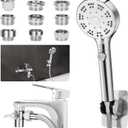 Bathtub Faucet Shower Head Sink with 79" Hose, Tub Faucet Sink Hose Sprayer Attachment Set (8 Adapters) for Bathroom Garden, ON/OFF 6 Modes High Pressure Handheld Shower Extension Kit, Removable