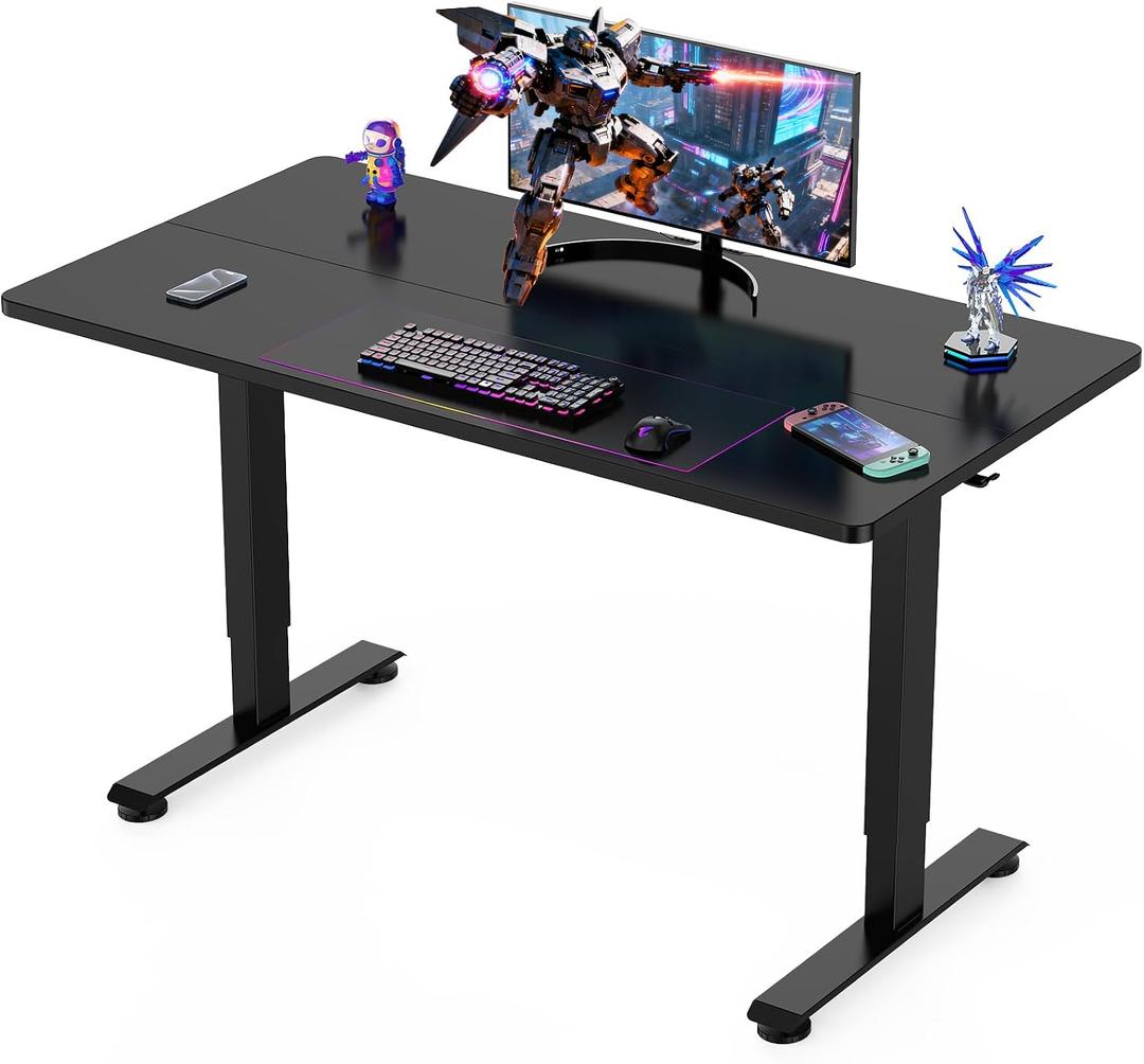 Veken 55 Inch Large Electric Standing Desk, Gaming Table, Black, 55×23.6 Inch