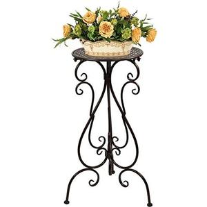 NAKUPE Metal Plant Stand Indoor Outdoor, Heavy Duty Flower Pot Stands 22.5 Inch Tall, Single Plants Pedestal Table for Planter Patio Farmhouse Garden Porch, Brown(1 Pack)