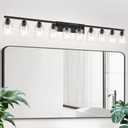 10 Light Bathroom Vanity Lights Over Mirror, 65.4inch Black Vanity Lights Fixtures Matte Black Modern Vanity Lights Black Bathroom Wall Lighting for Mirror Bedroom,Living Room