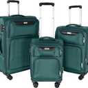 WireHot 3-Piece Softside Expandable Luggage Set with Front Open Pocket, Lightweight and Durable Oxford Fabric Suitcase Set with TSA Lock (Dark Green, 20in/24in/28in)